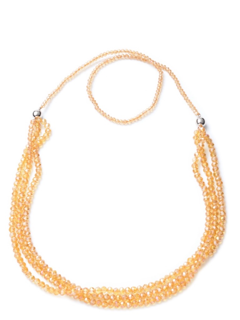 Golden Color Glass Multi Wear Necklace